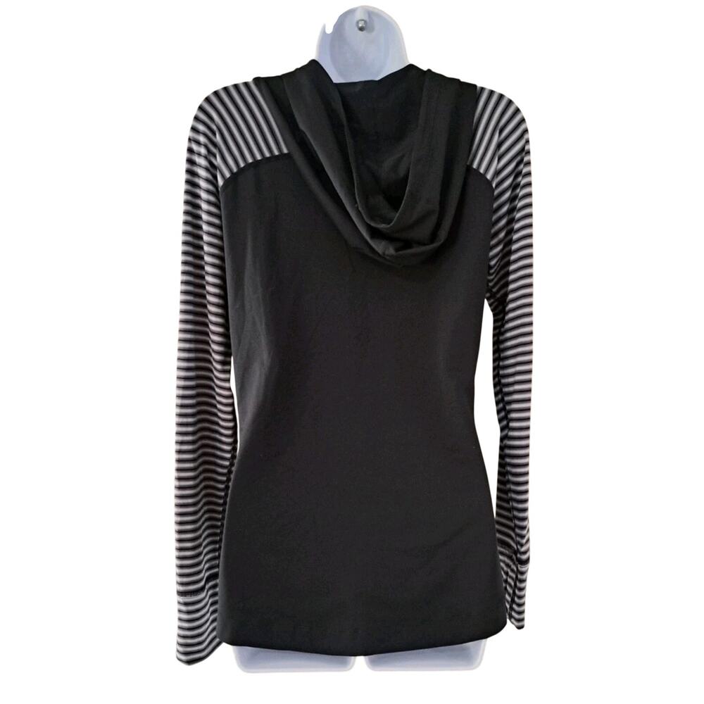Mountain Hardware Womens Sz L Hooded Top 1/4 Zip Athletic Black Striped Outdoors - Picture 4 of 6